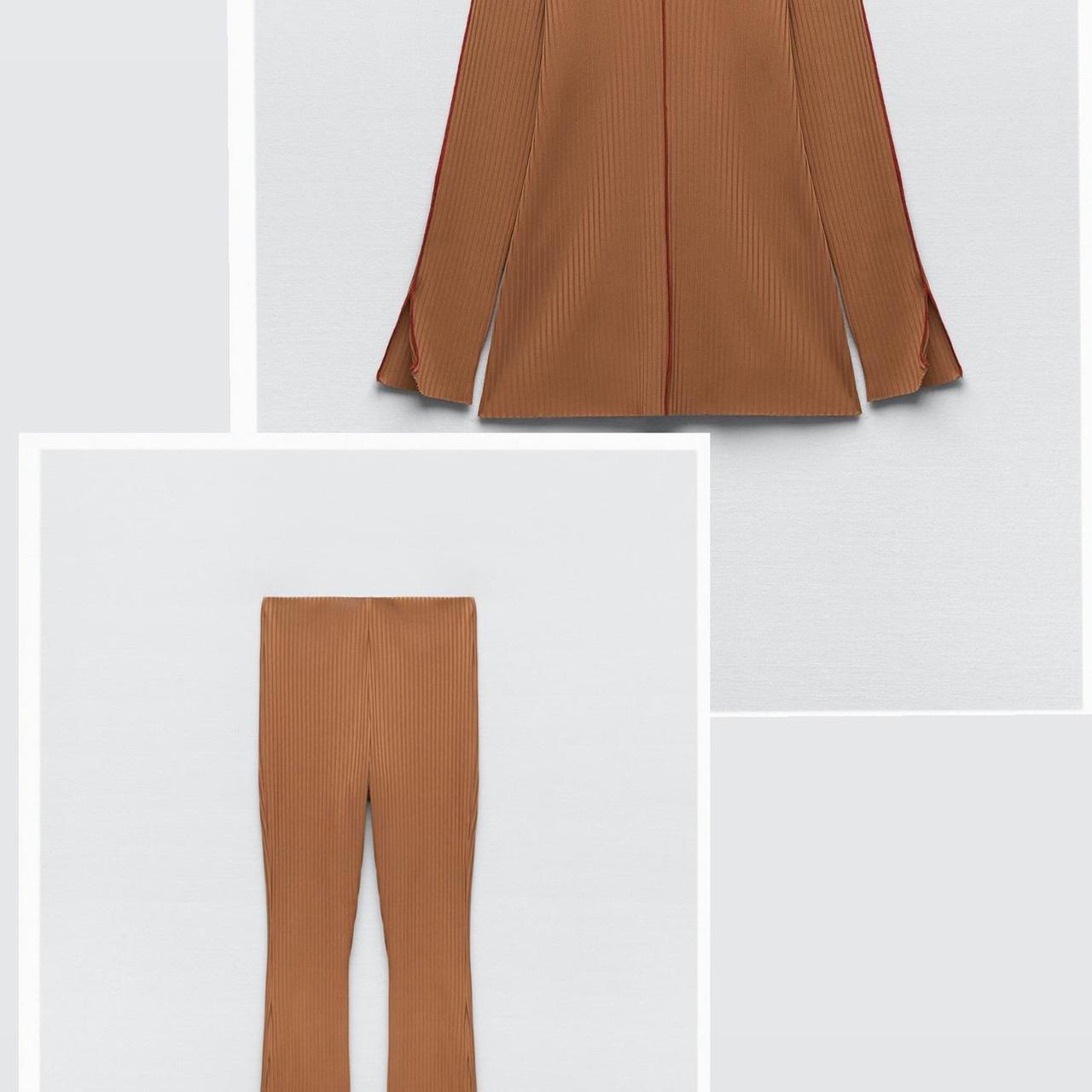 ZARA CARAMEL RIBBED CO-ORD SET SIZE L, Brand new 