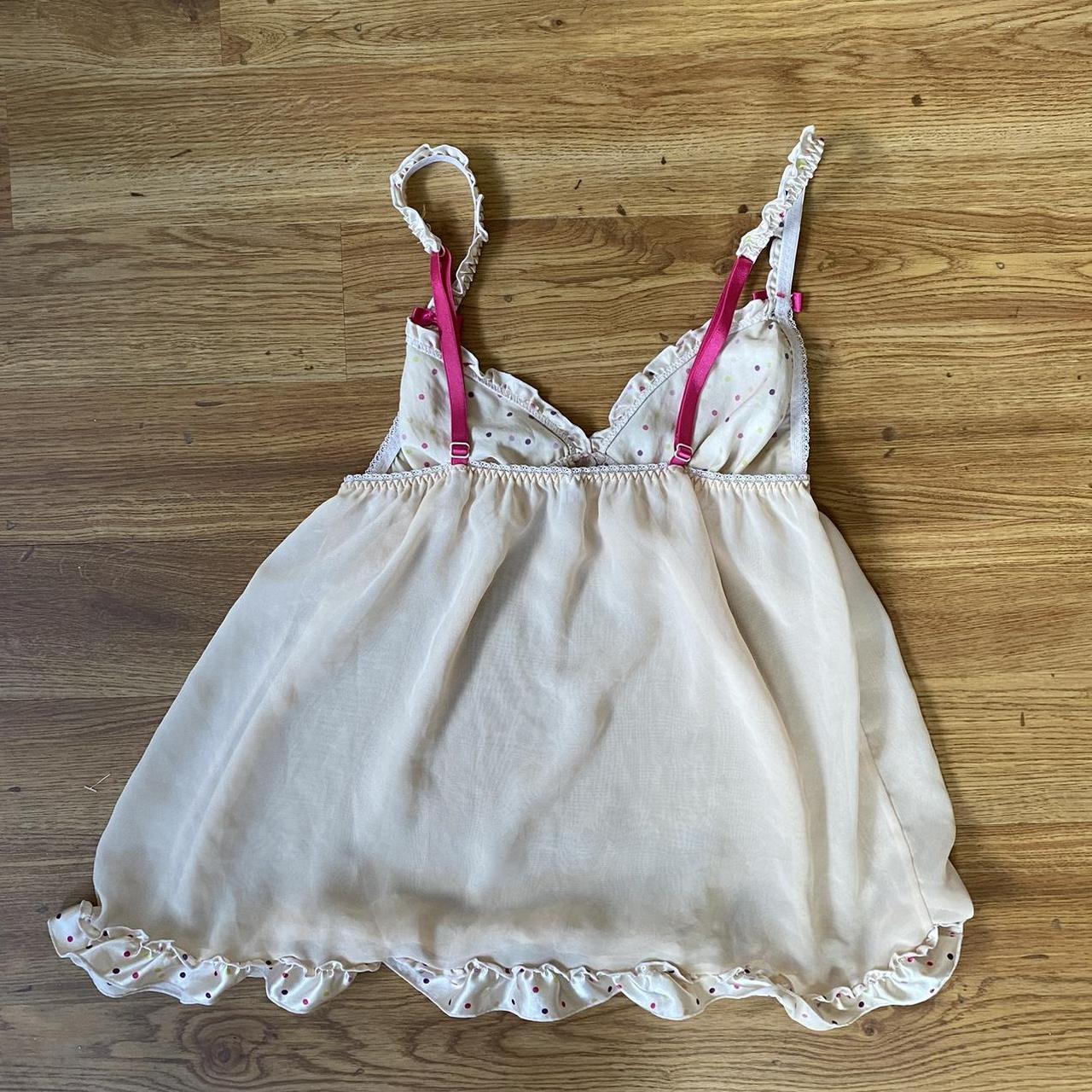 Knickerbox Women's Cream and Pink Top | Depop