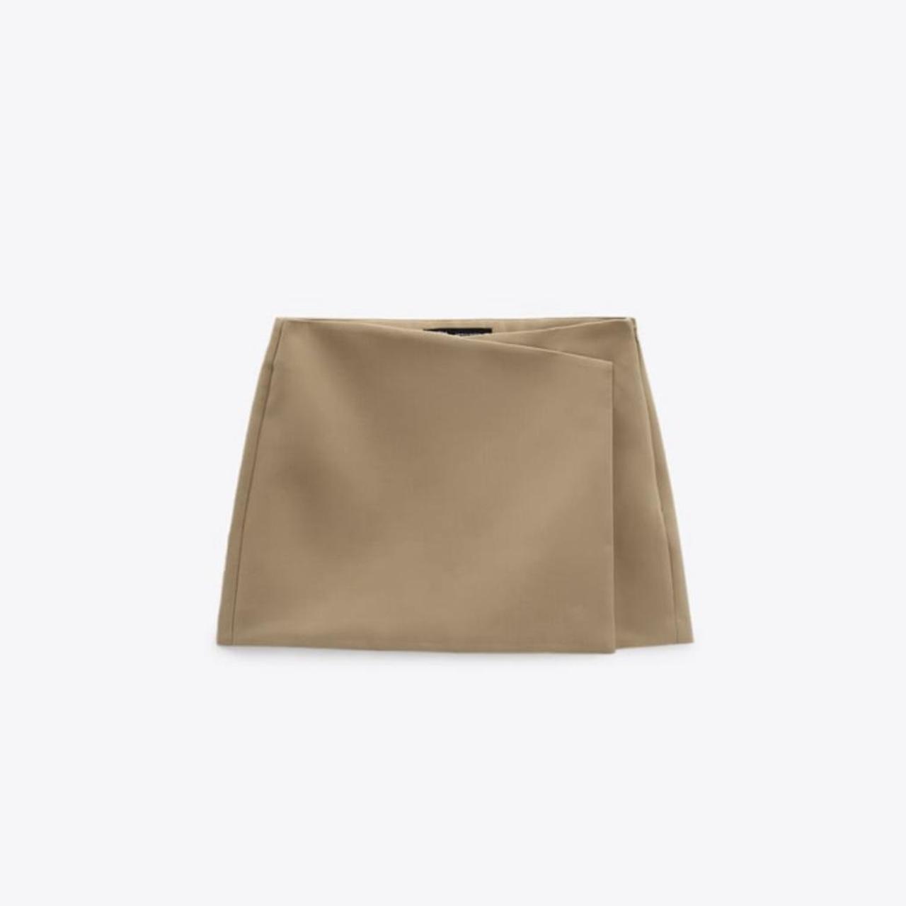 Zara Women's Khaki and Brown Skirt Depop