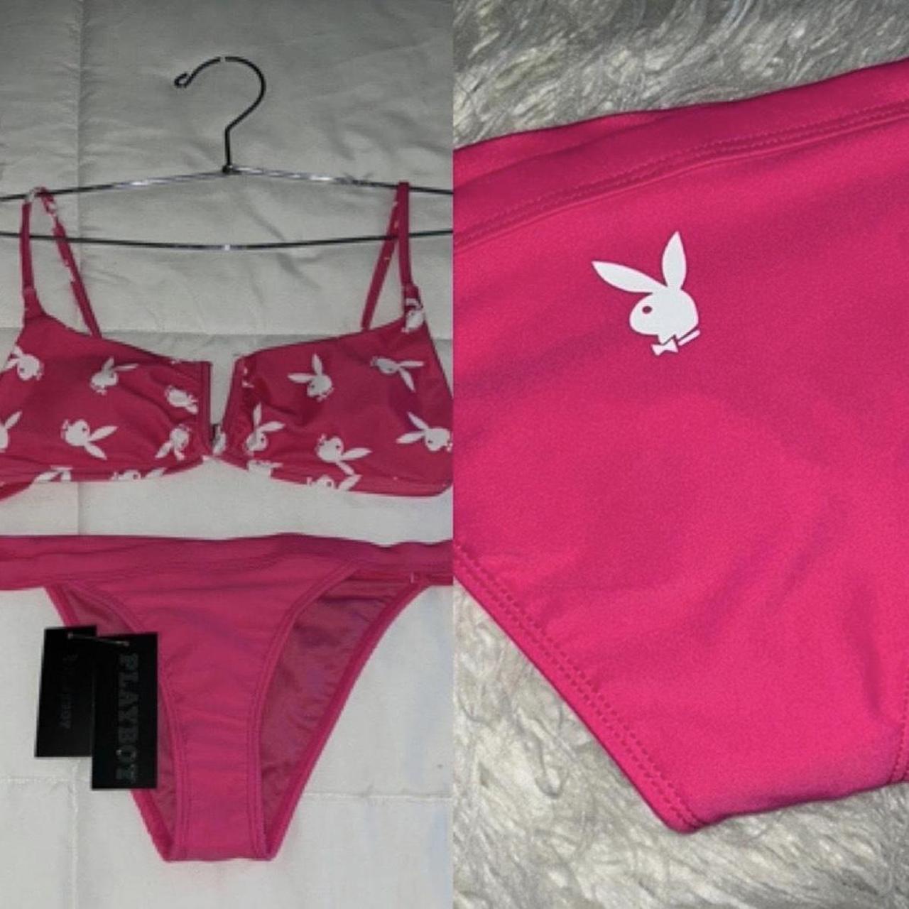 Playboy pink and white bikini set Super Cute Hot | Depop