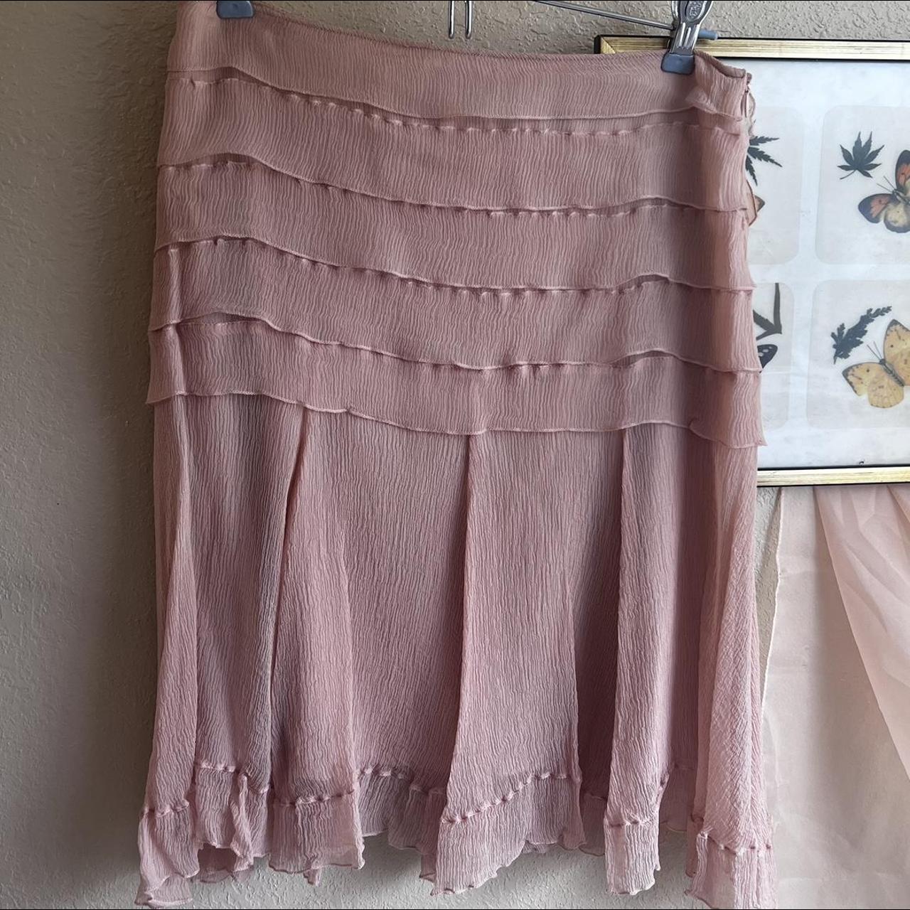 blumarine anna molinari pink silk skirt size: 40... - Depop