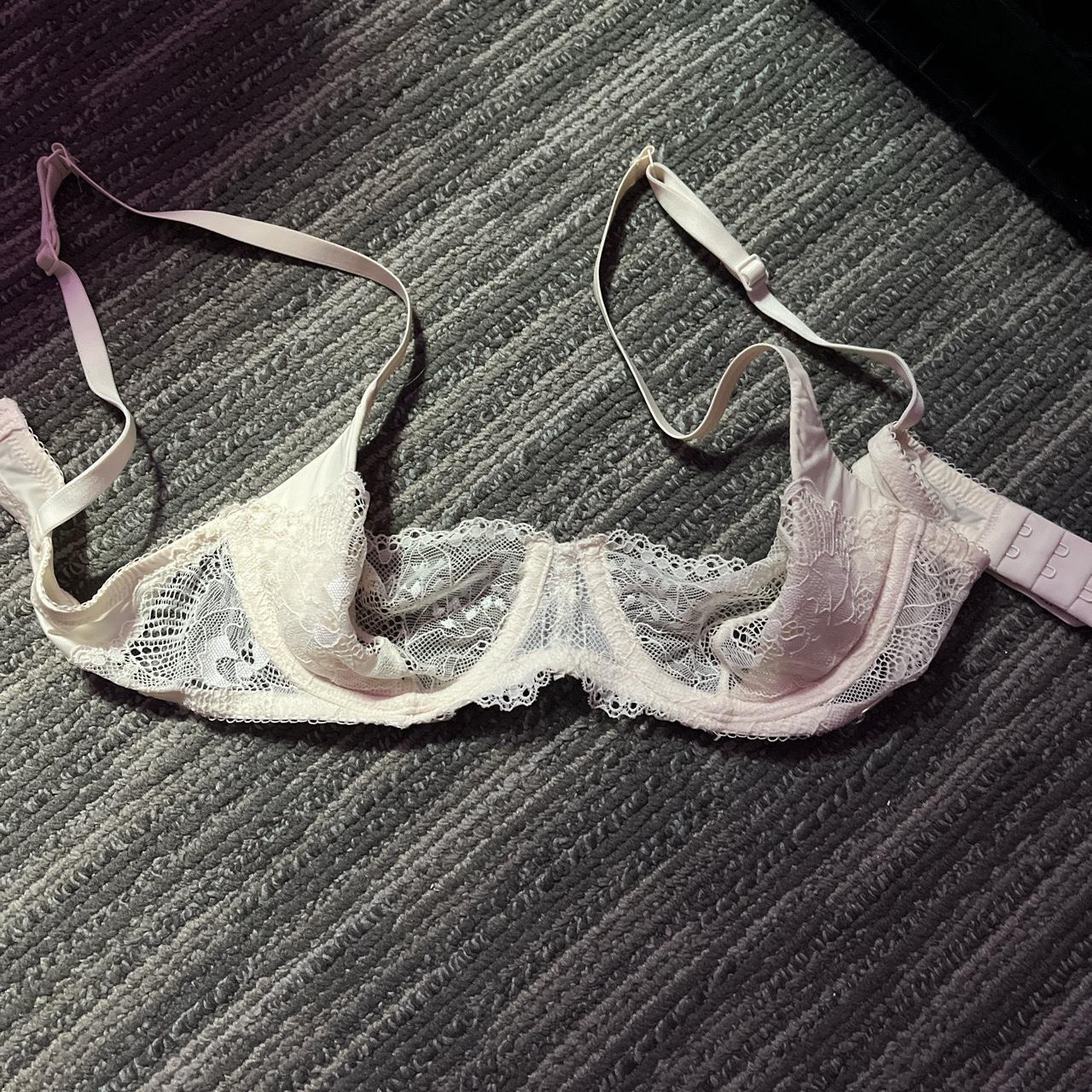 Calvin klein lacey white bra tagged size 32b so cute... - Depop