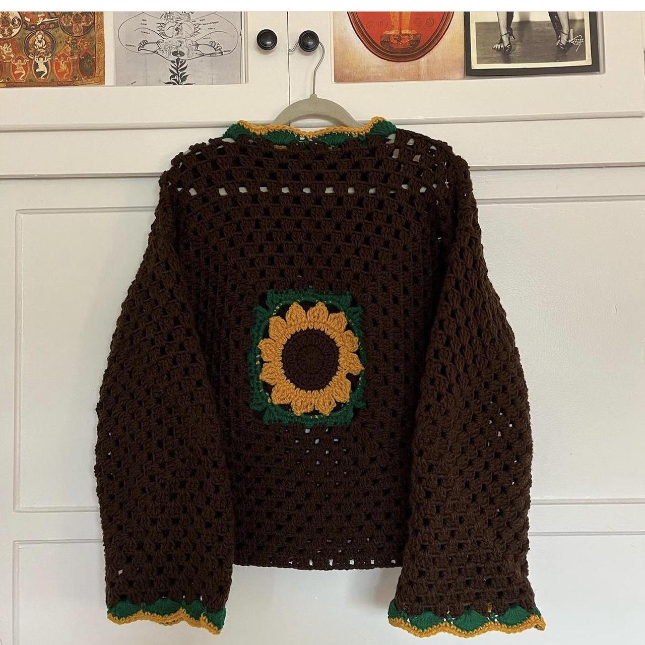 crochet sunflower sweater handmade by me 🌻 size Depop