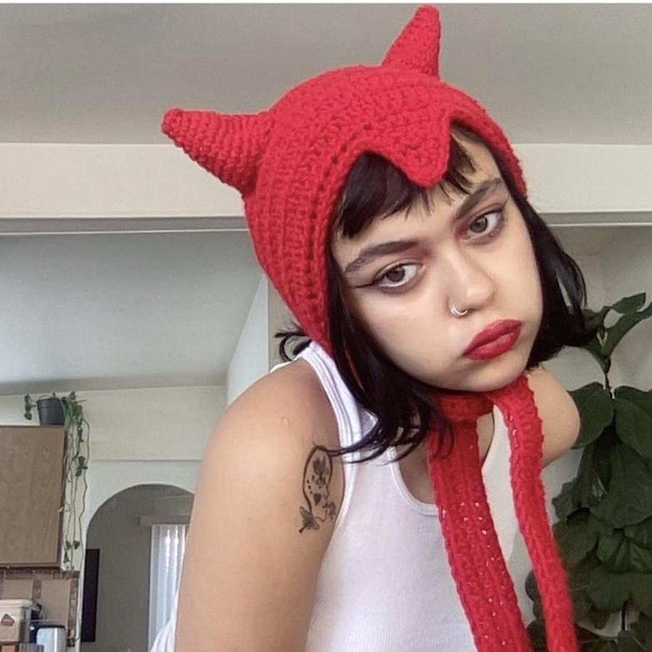 devil horns crocheted by me p (can also... Depop