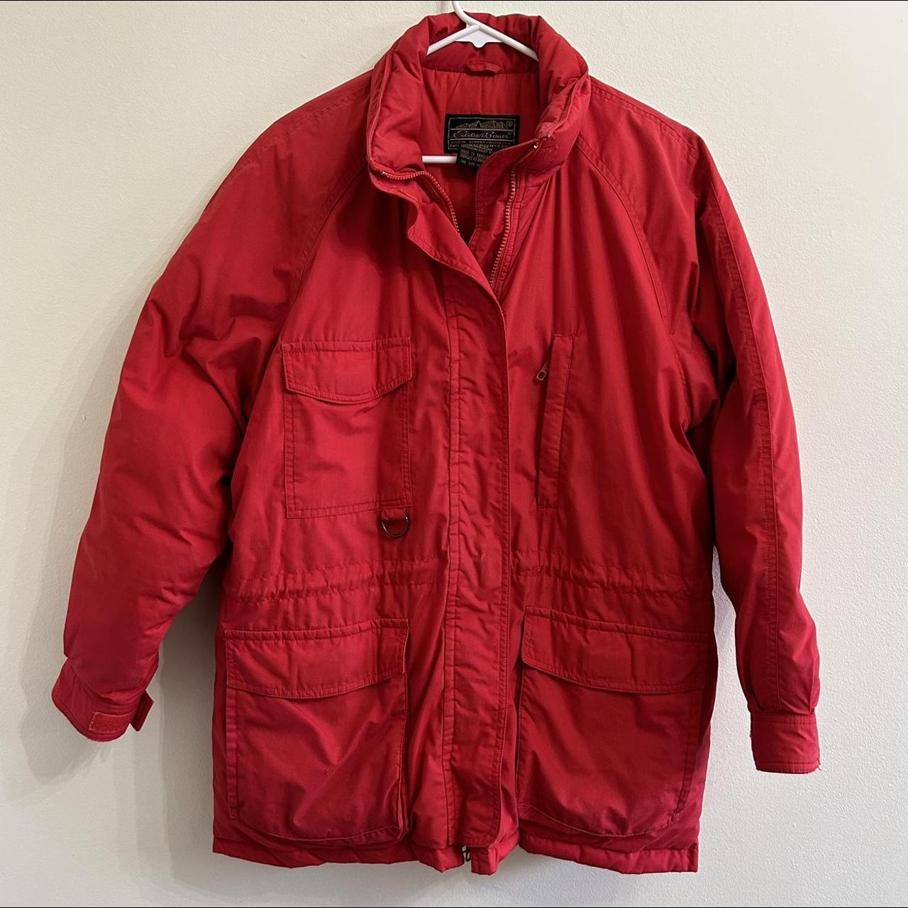 80s vintage goose down red eddie bauer puffer parka... - Depop