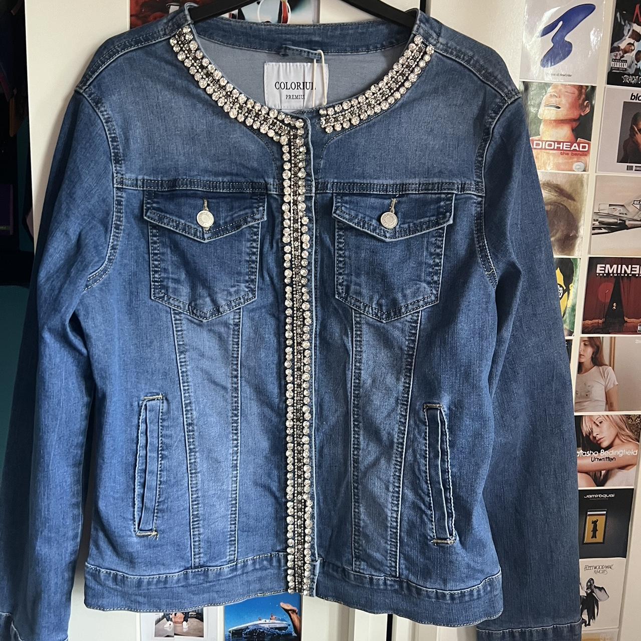 Rhinestone Blue Jean Jackets Rhinestone Quacker Factory Denim