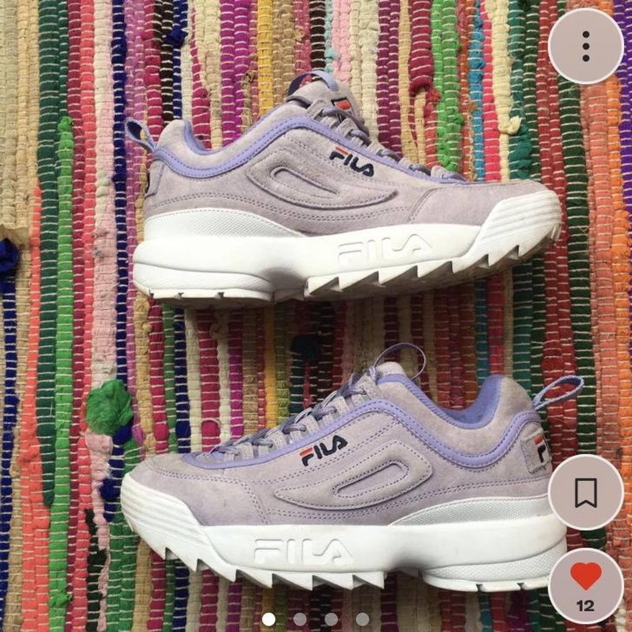 Suede Fila Disruptor II s in lavender. Some wear and. Depop