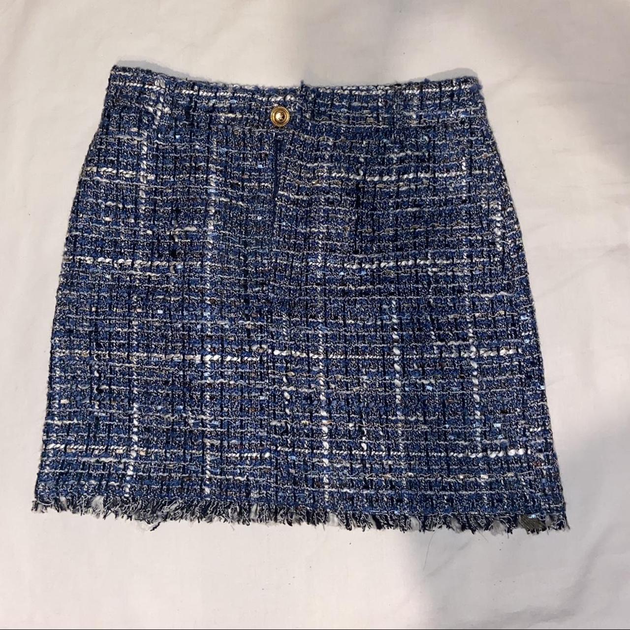 Zara Women's Blue and White Skirt | Depop