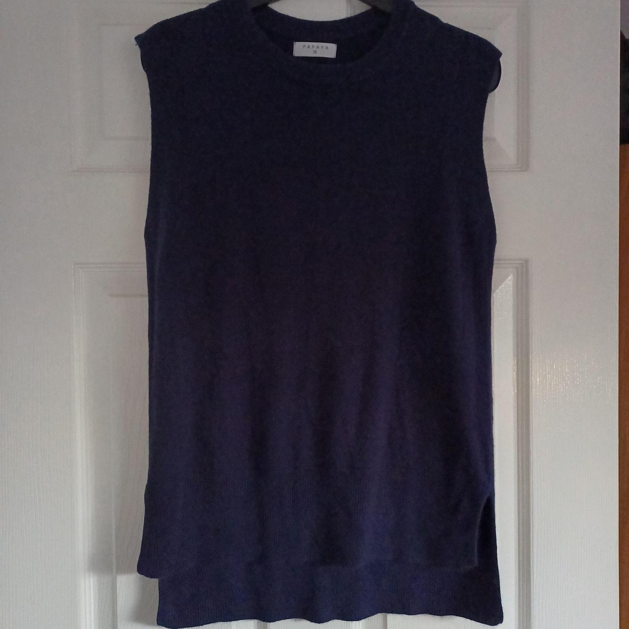 Matalan Papaya navy blue knitted vest Depop
