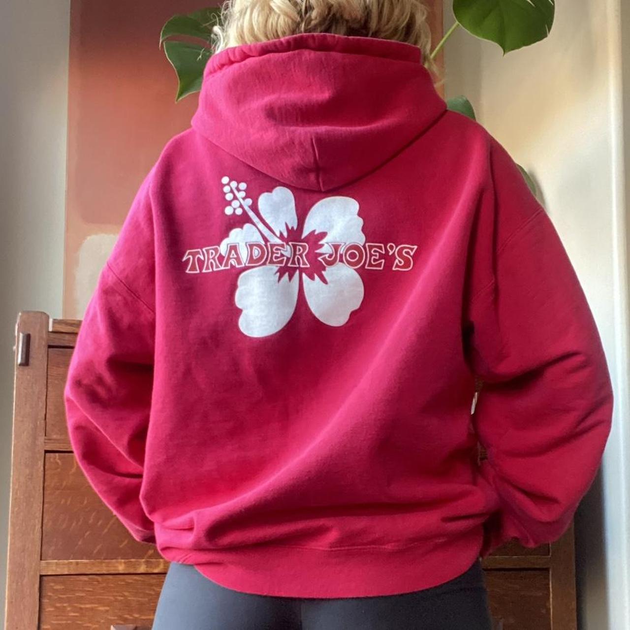 Trader Joe’s Vintage Zipup Hoodie in Bright Red!... Depop