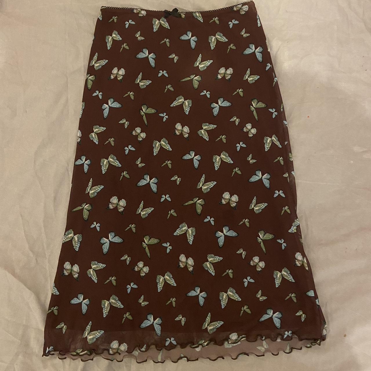 urban outfitters brown butterfly midi skirt with... - Depop