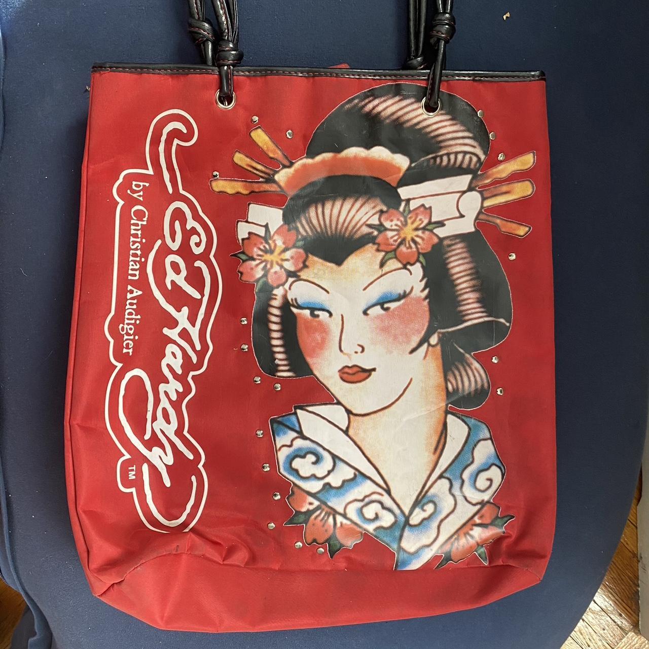 message before purchase) red chinese ed hardy tote bag | Depop