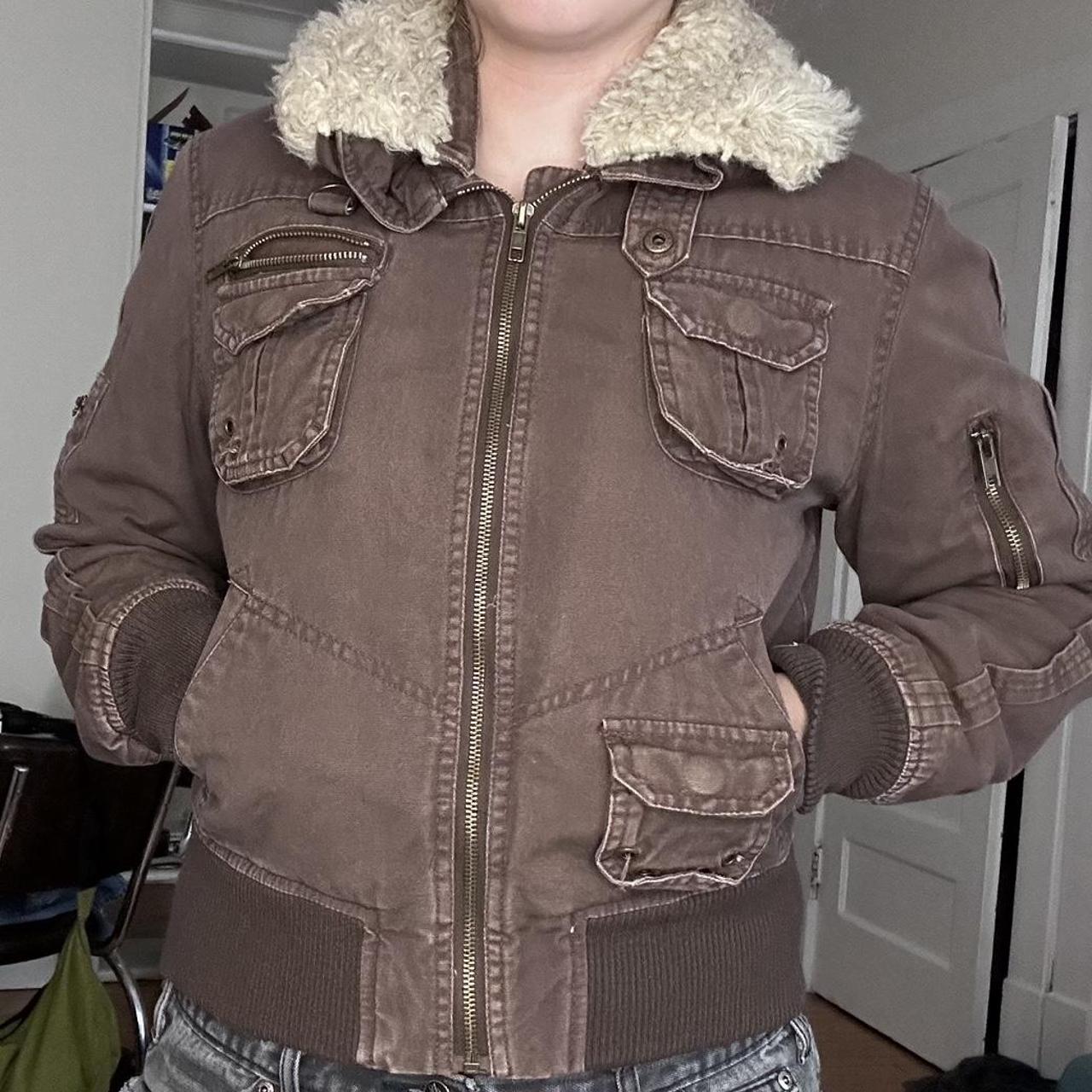 Coffee Shop Women's Brown and Cream Jacket