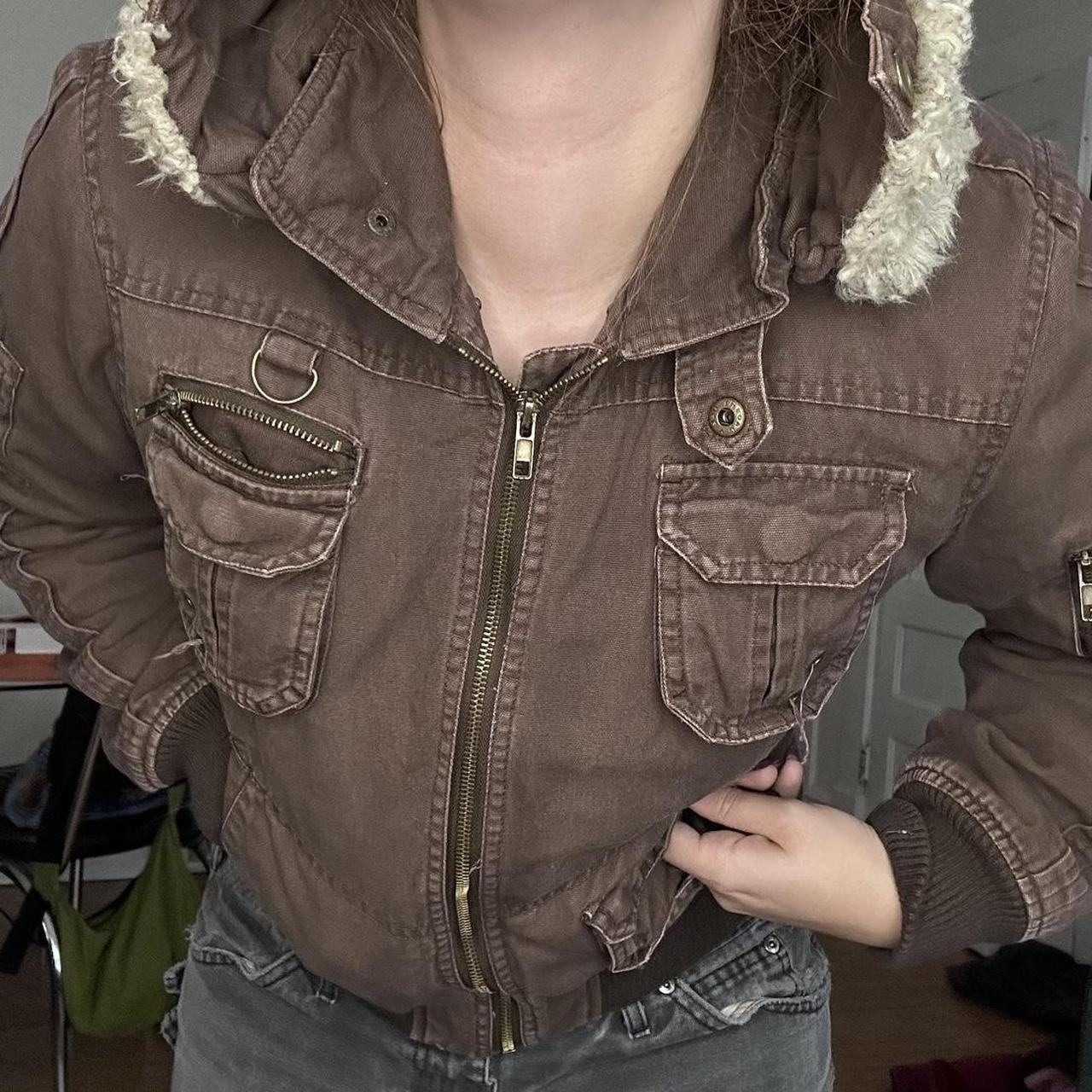 Coffee Shop Women's Brown and Cream Jacket (4)