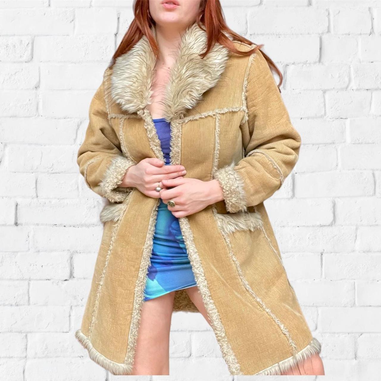 Beige shaggy coat - Afghan Corduroy coat - faux... - Depop