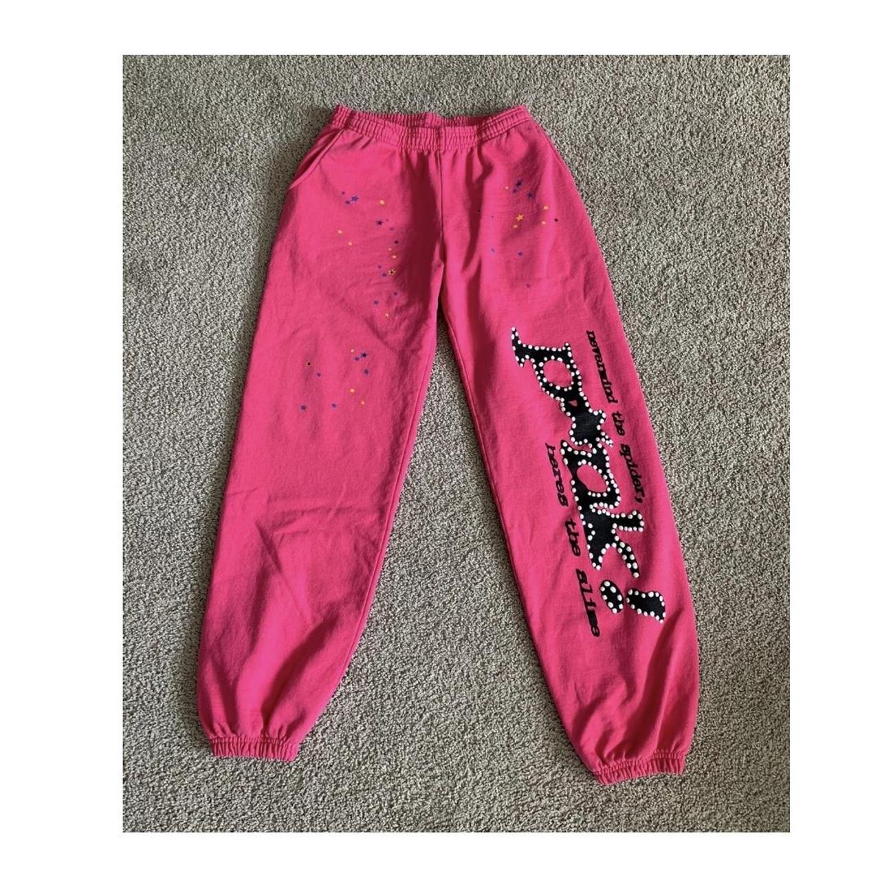 Spider Worldwide Men's Pink and Black Joggers-tracksuits | Depop