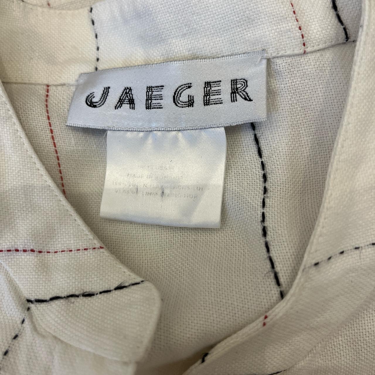 White linen too with stripes Jaeger Size... - Depop