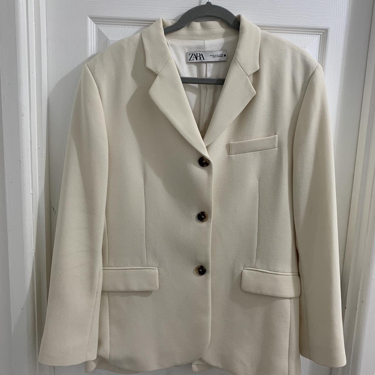 Zara Cream Blazer Only Worn Once, And Was Dry - Depop