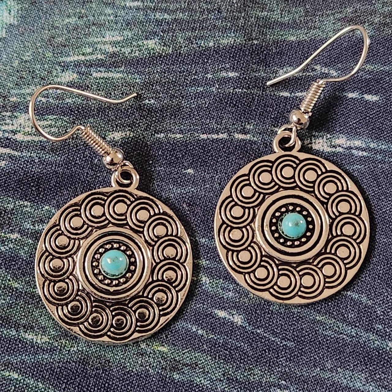 Round Boho Vintage inspired drop Earrings with... Depop