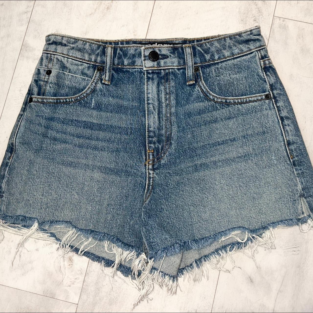 Alexander wang denim washed distressed shorts Size... - Depop