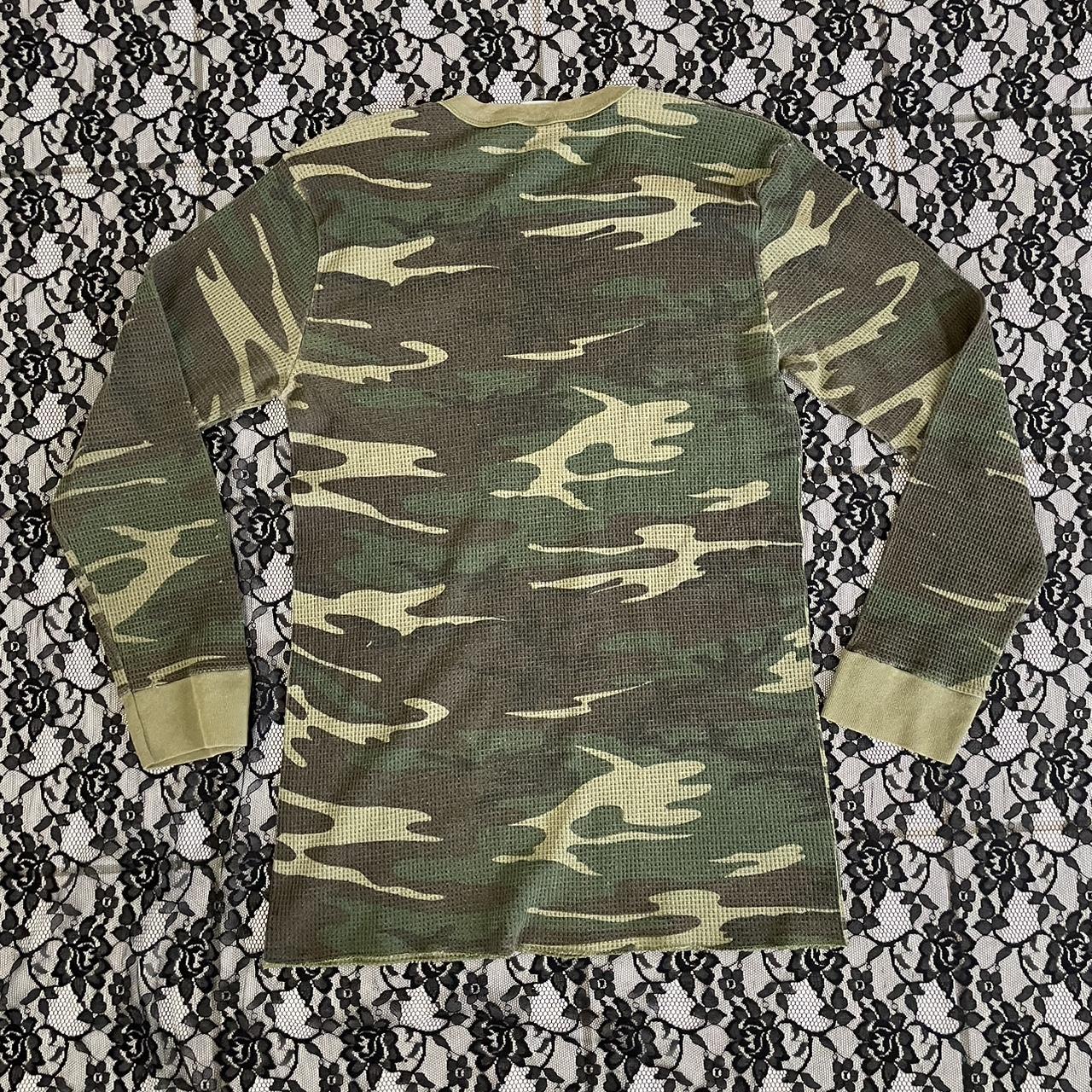 Vintage Camo Thermal Long Sleeve Shirt Size Large /... Depop