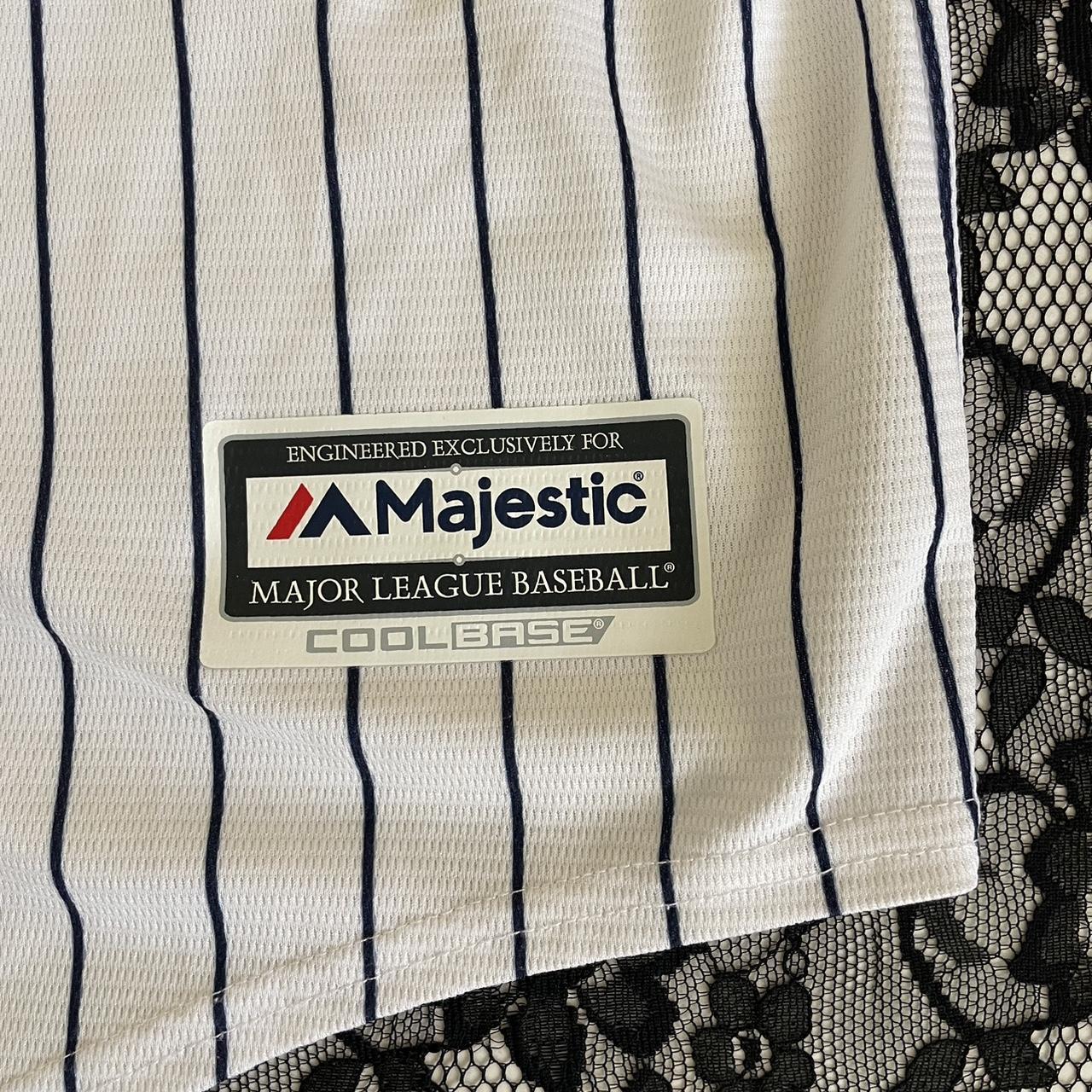 Vintage Majestic New York Yankees Mesh Jersey White - Depop