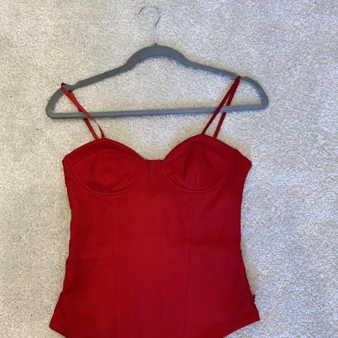 Zara red satin body suit Perfect condition Size S - Depop
