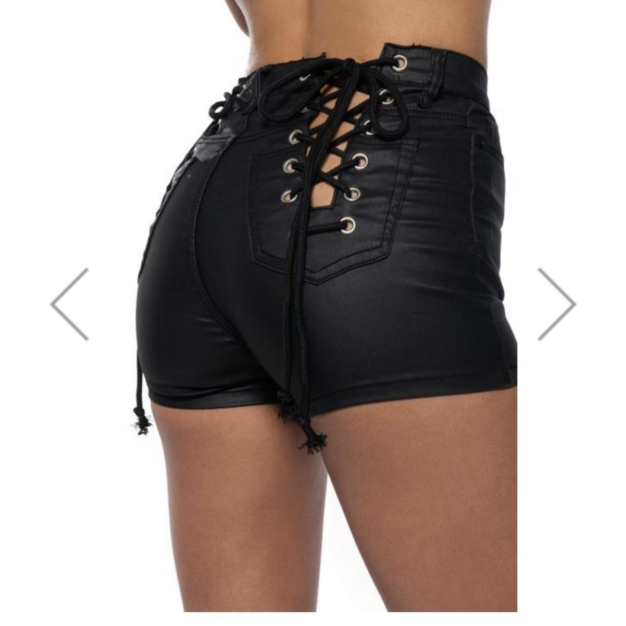 Faux leather sale lace up shorts