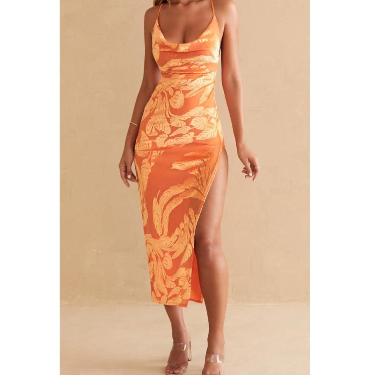 Oh Polly orange midi dress Uk 8 Depop