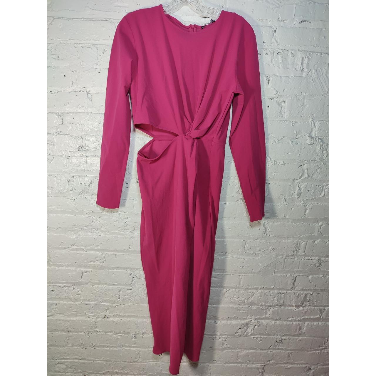 ZARA KNOTTED DRESS WITH CUT OUT pink size L armpit... - Depop