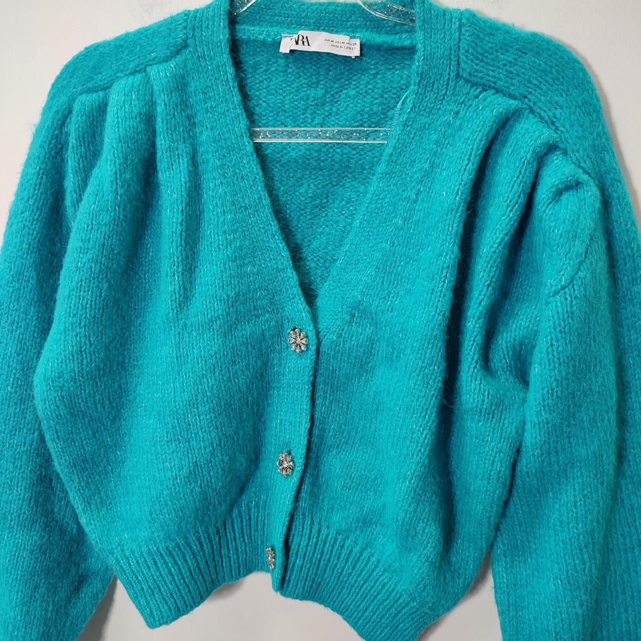 zara knit cardigan blue size M new without... Depop