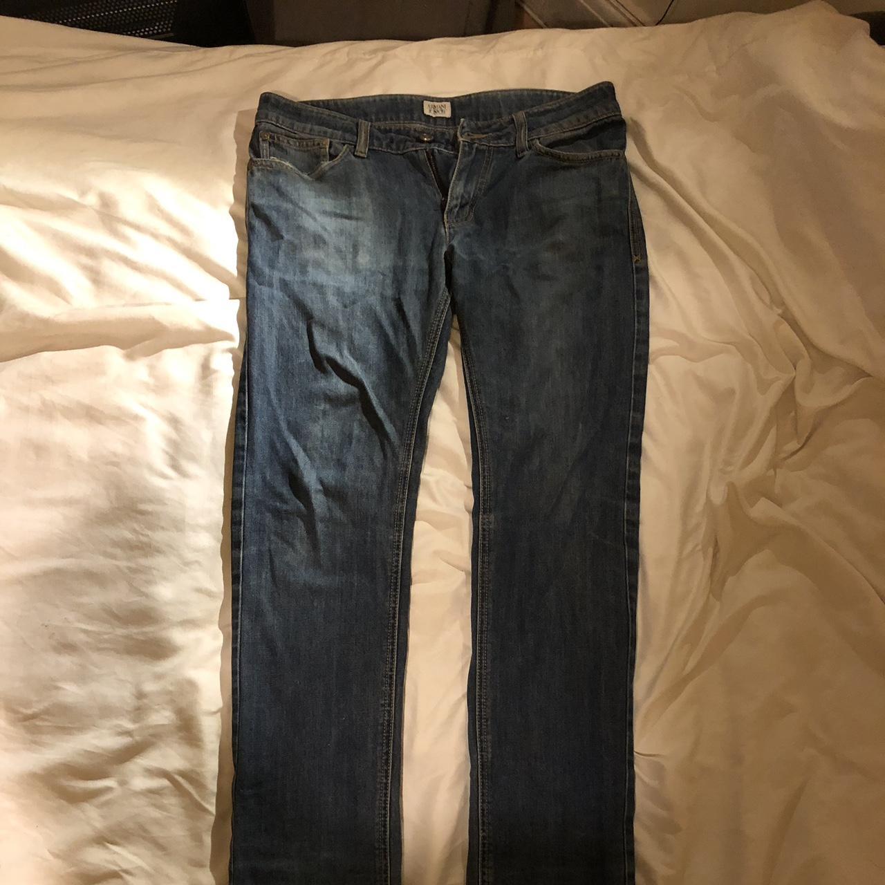 Armani regular fit jeans (tight fit) 16a Big rip in... - Depop