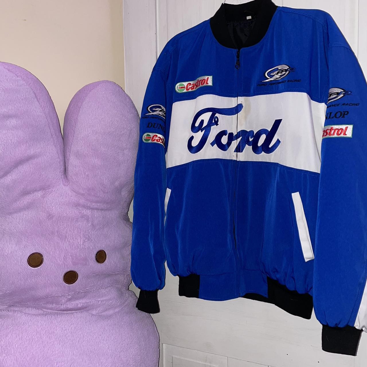 ford racing jacket blue and white