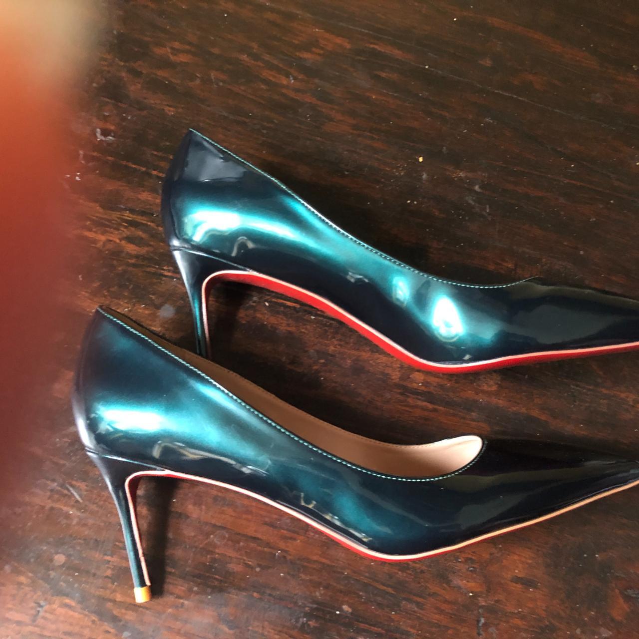 Designer Metallic Green Shoes with Red Soles. The... Depop