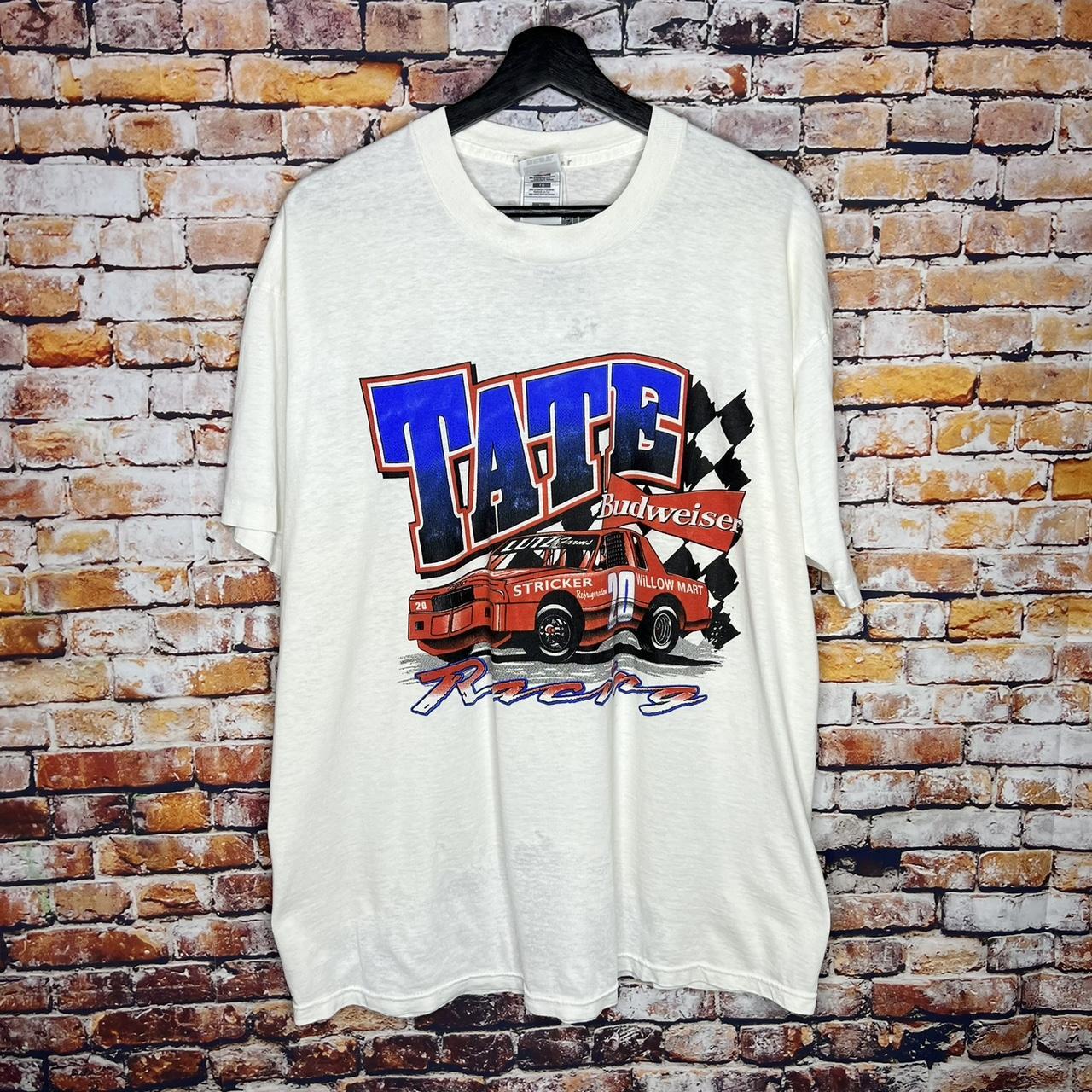 Vintage NASCAR Tate Budweiser Racing T Shirt Depop