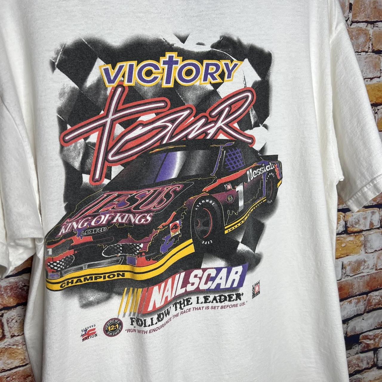 Vintage Jesus NASCAR Victory Tour Racing T Shirt... - Depop