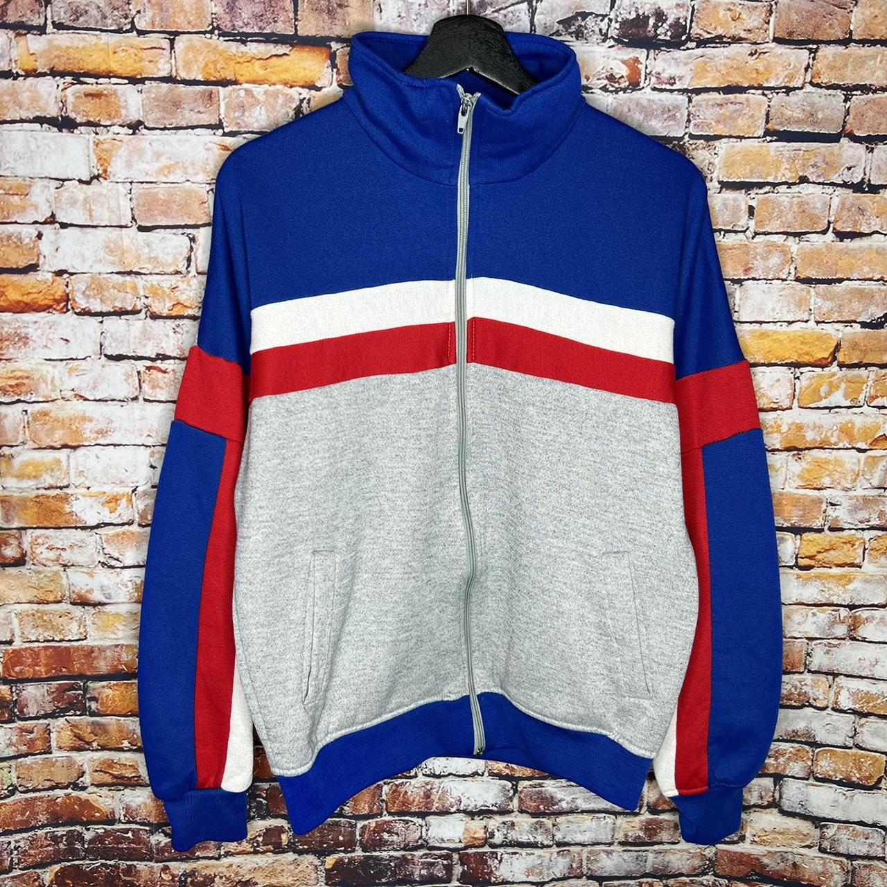 Vintage Striped Olympics Zip Up Sweatshirt... - Depop