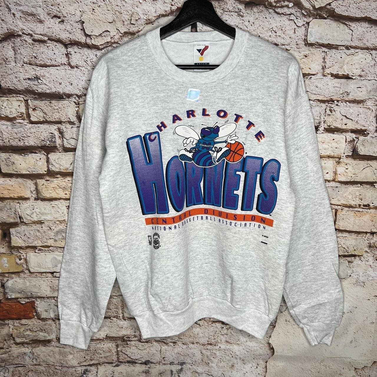 Vintage Charlotte Hornets Basketball NBA Crewneck... - Depop