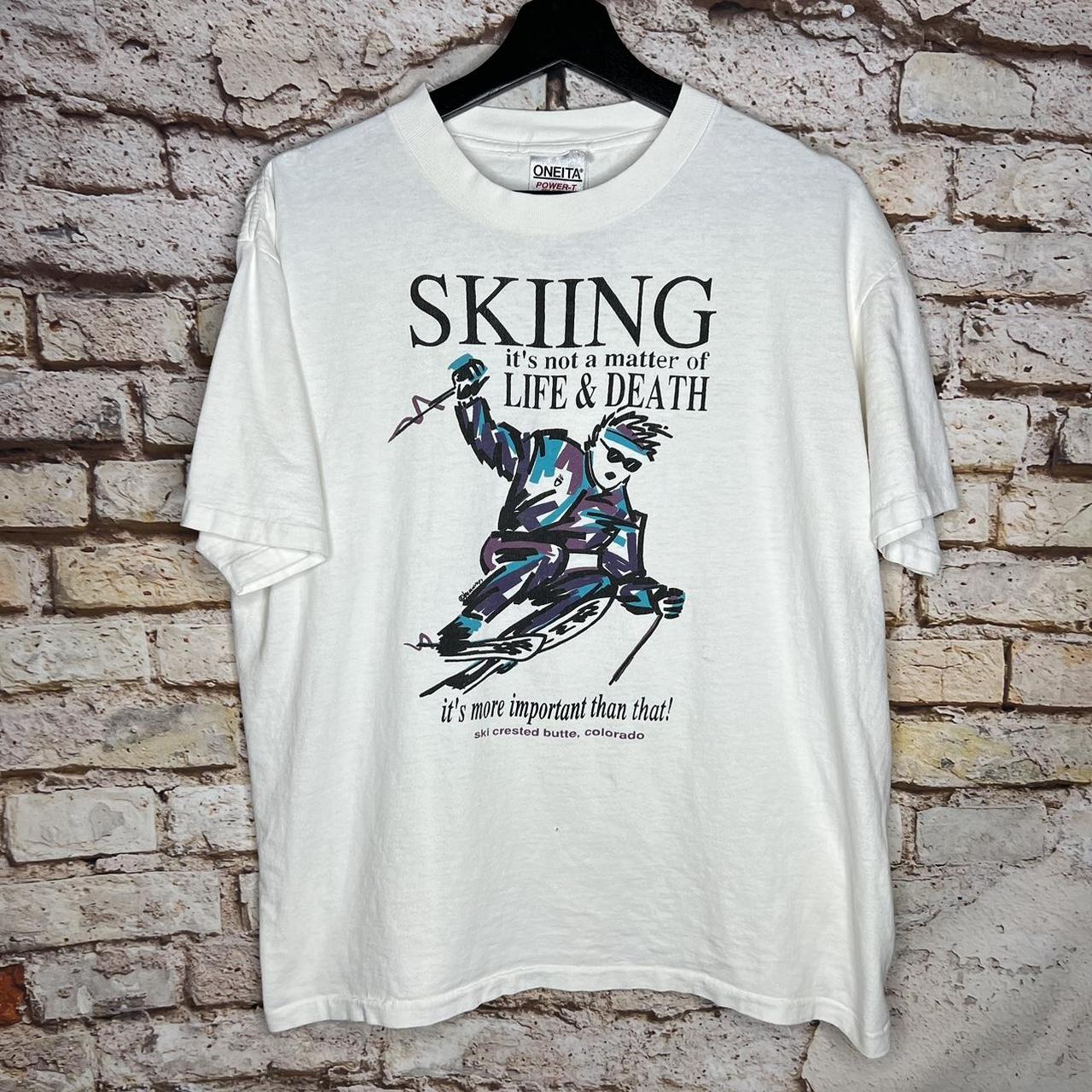 Vintage Skiing Life And Death Colorado T Shirt... - Depop