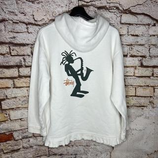 Vintage Stussy Jazz Saxophone Hooded Sweatshirt - Depop