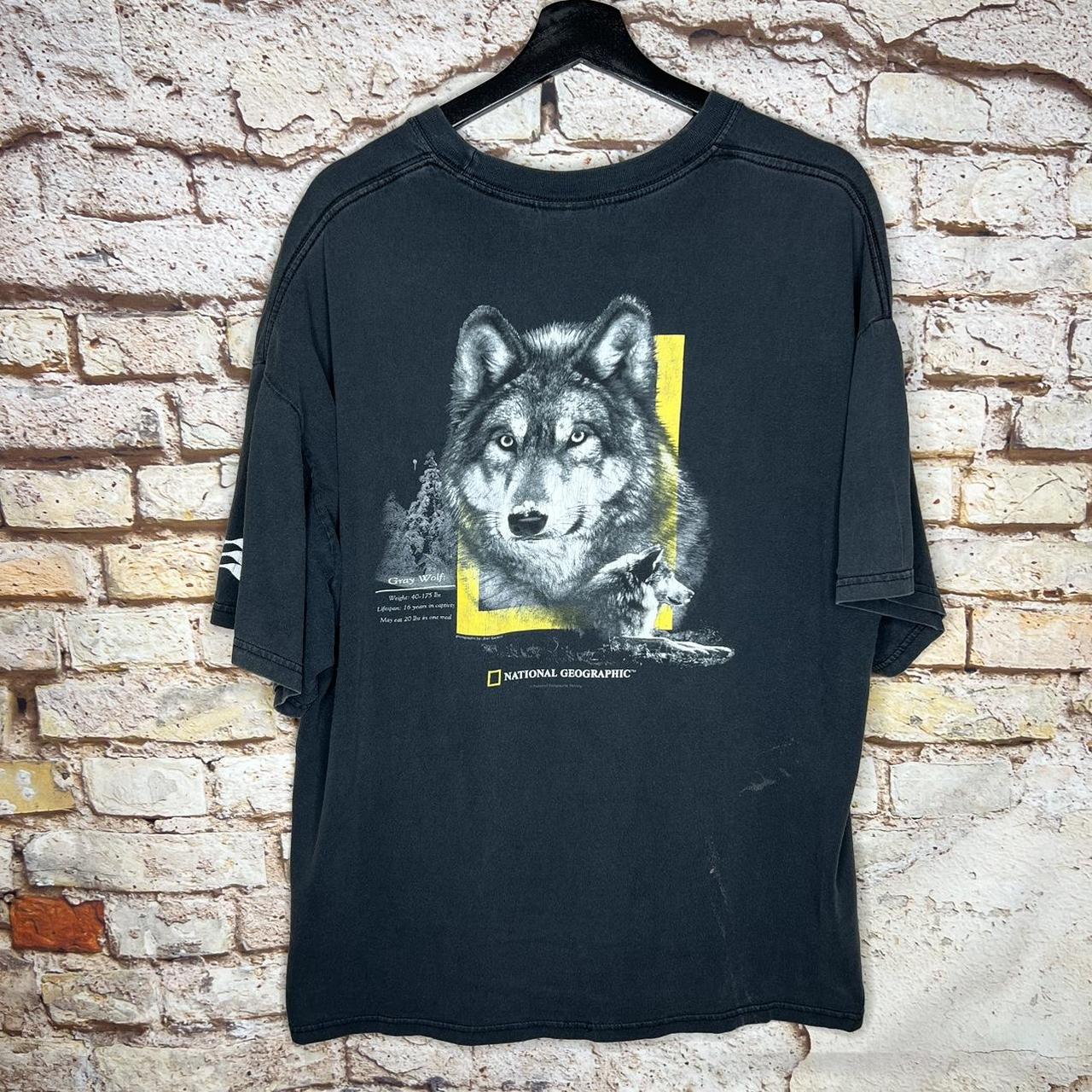 Vintage National Geographic Gray Wolf T Shirt... - Depop