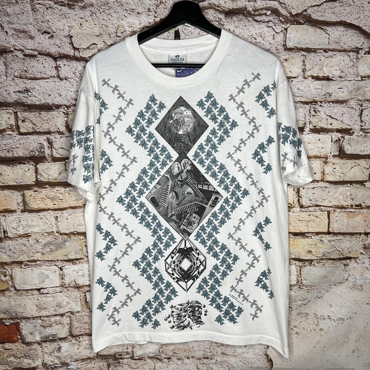 Vintage MC Escher All Over Print AOP Andazia Art T... - Depop