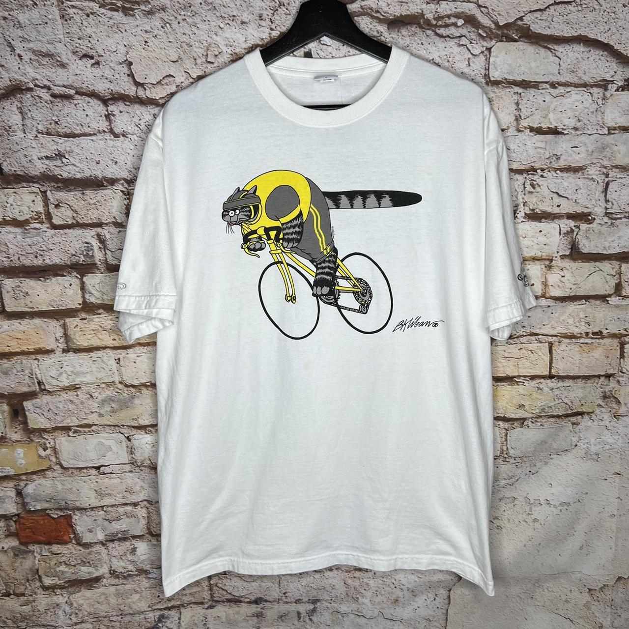 Vintage Crazy Shirts Cycling Cat T Shirt 00s Size:... - Depop