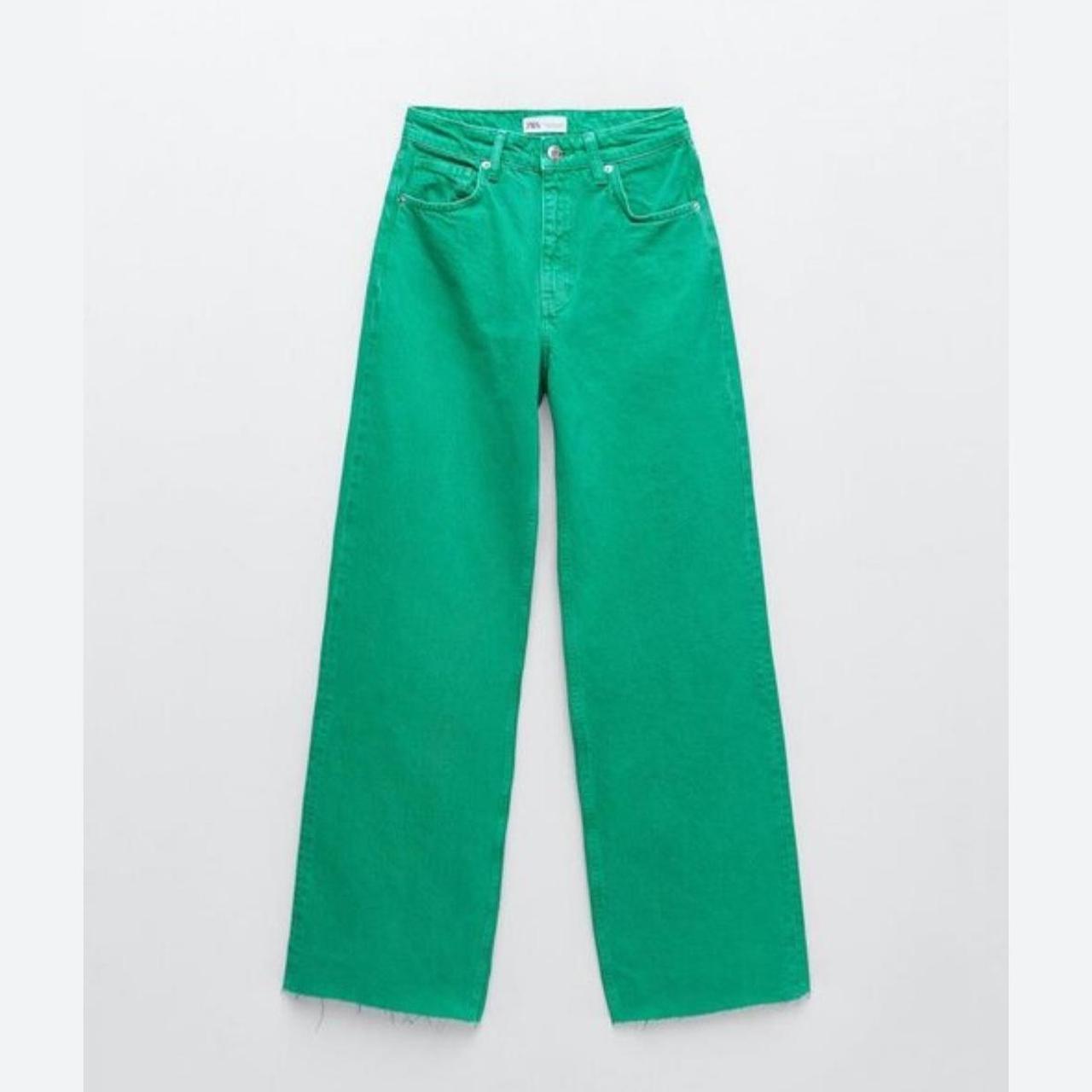 Zara green denim jeans, worn them once they have a... Depop