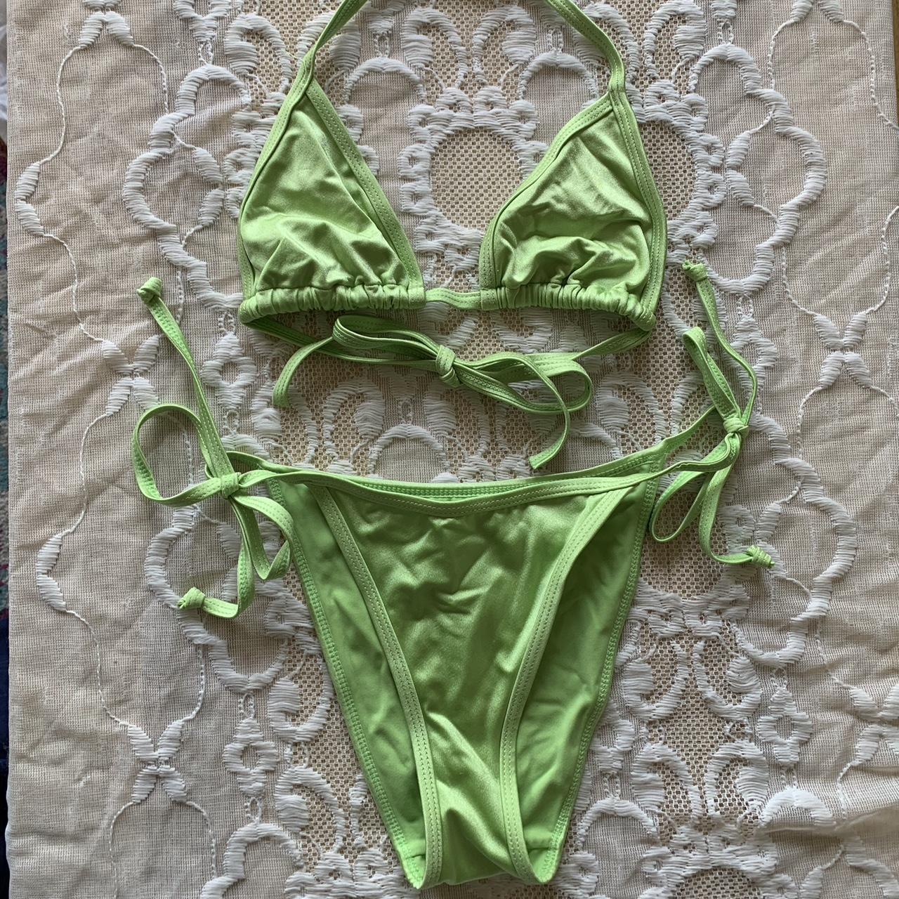 Pacsun string bikini. It is a shimmery, lime green... Depop