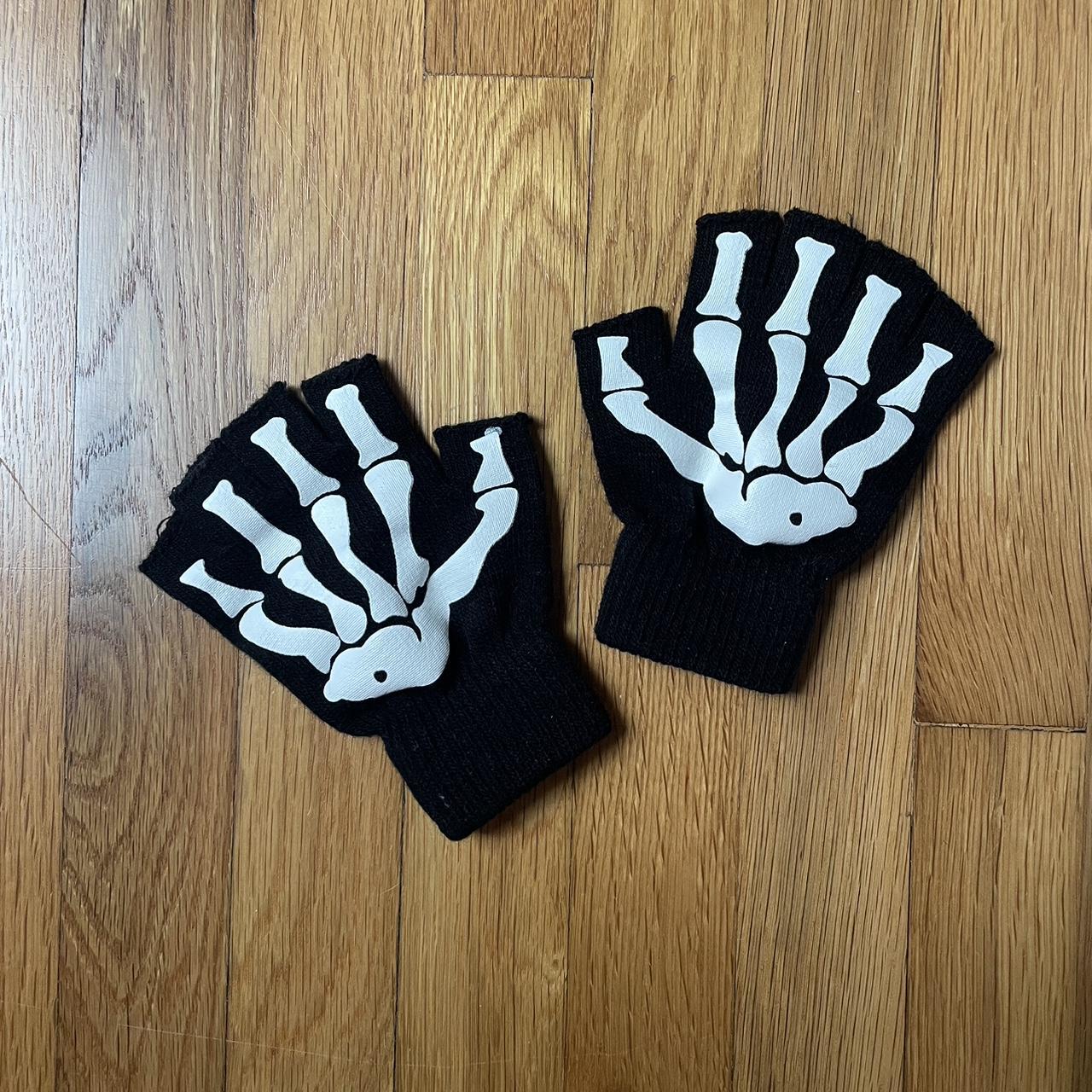 Skeleton gloves. Fingerless gloves with a... Depop