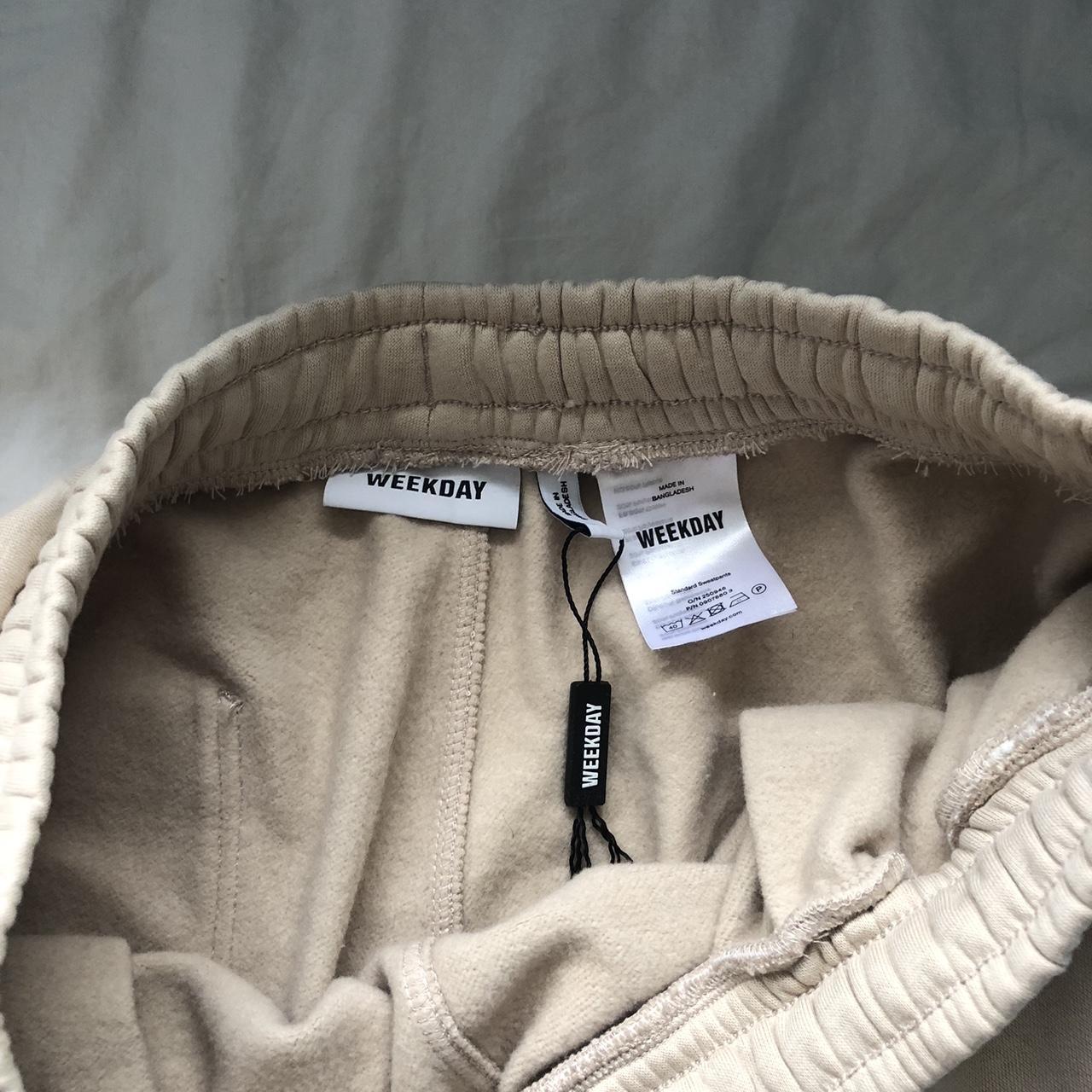 Beige trackie bottoms from weekday. Size medium but... - Depop
