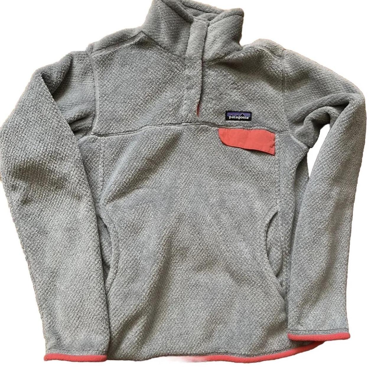 Patagonia Re-tool snap t online gray and pink fleece pullover