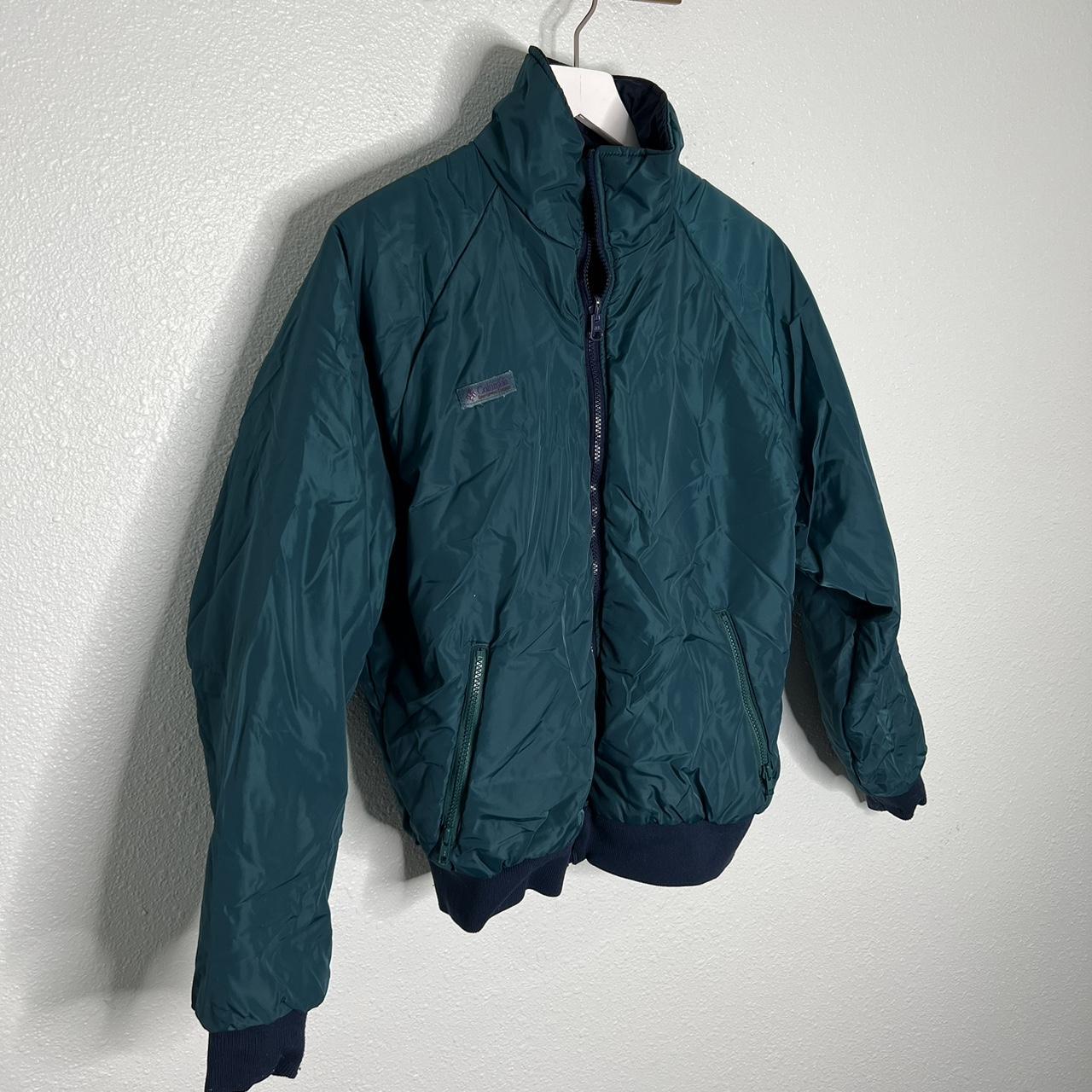 Vintage 90s Columbia Teal And Navy Reversible Bomber...
