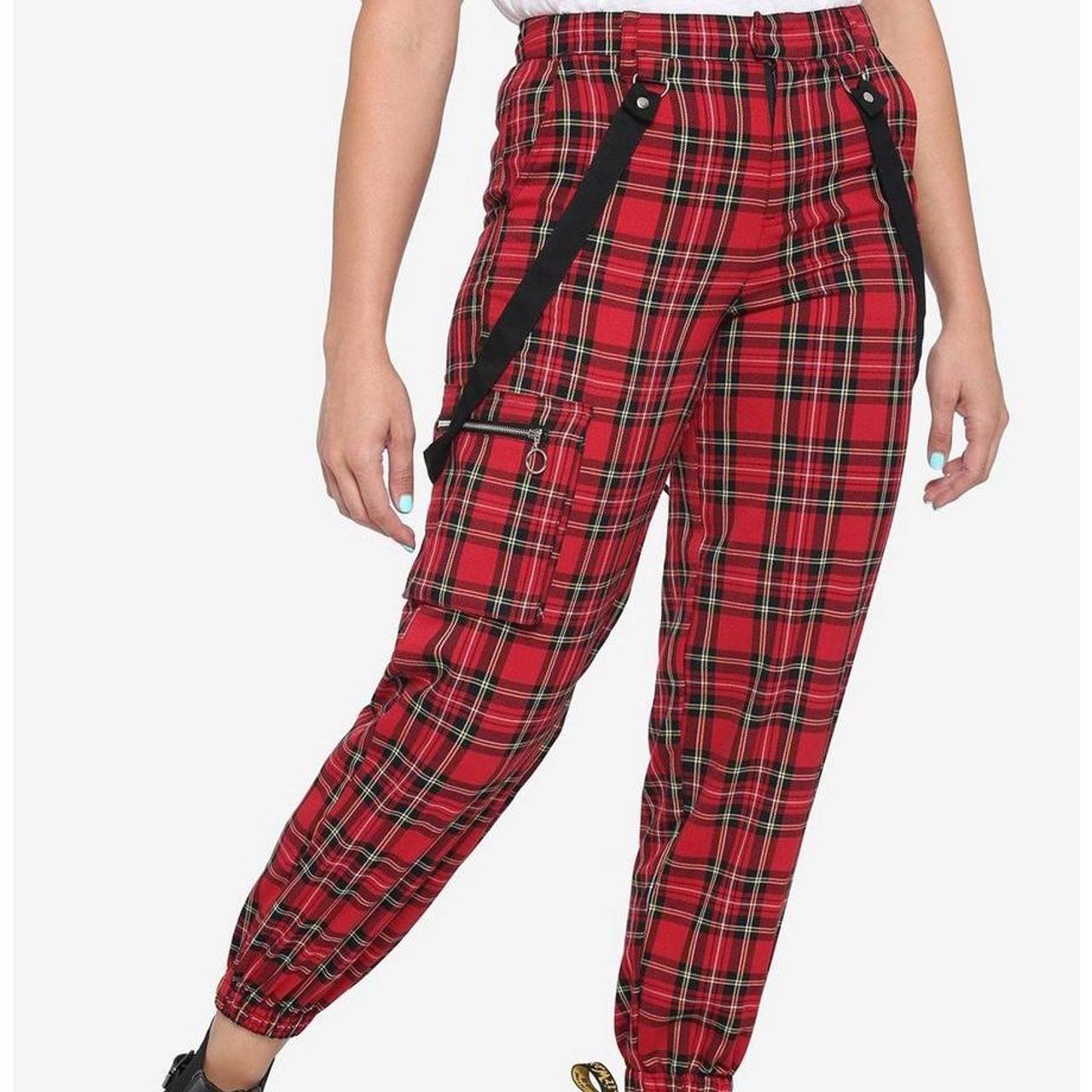Full-Length Red/Green Check Brushed Plain-Weave Trousers | Intimissimi